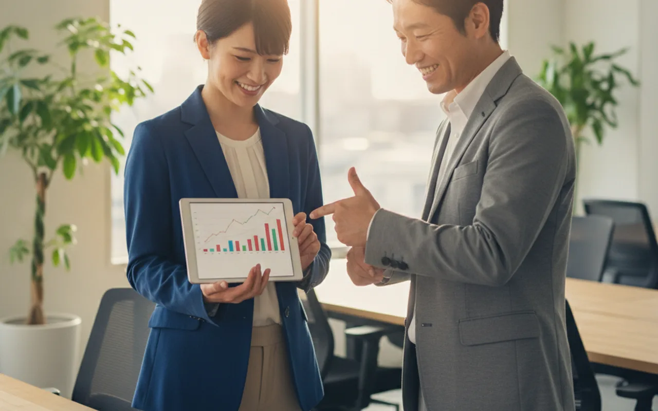 成果を一緒に確認し、正当に評価される場面