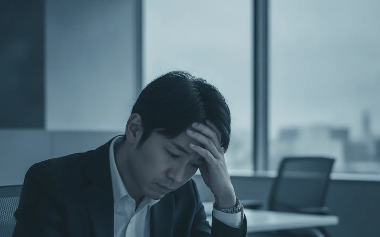 給与明細を前に落胆するビジネスパーソン